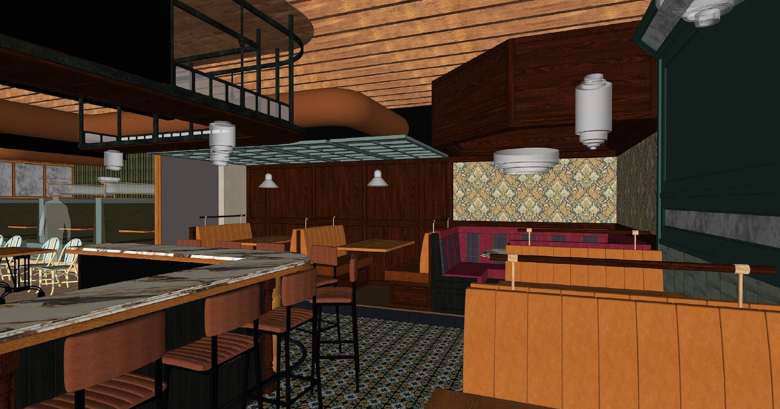 Cafe Benelux rendering More booths, VIP booth