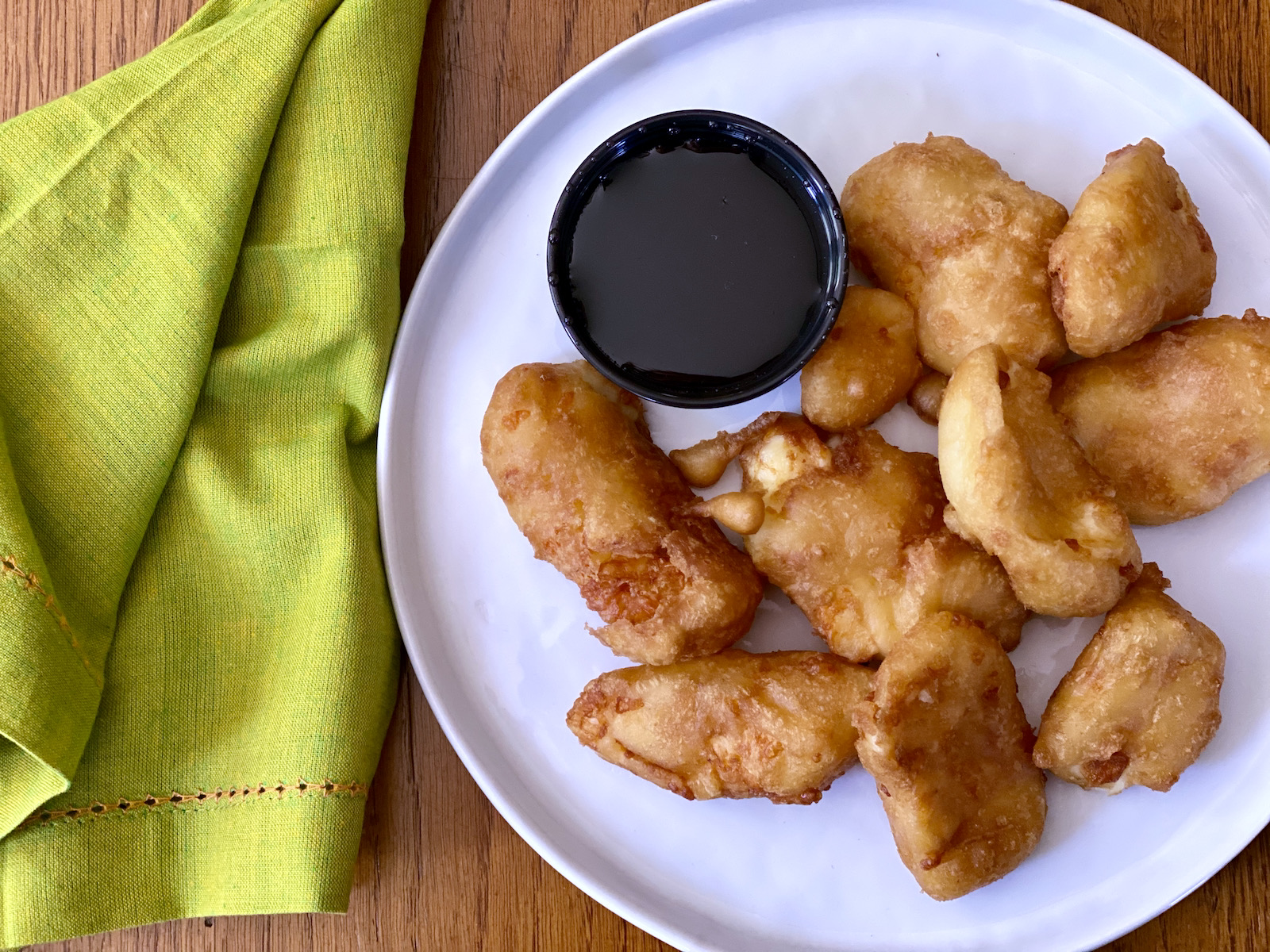 Pancake battered cheese curds at Black Sheep