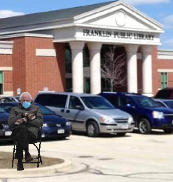 Bernie meme Franklin library