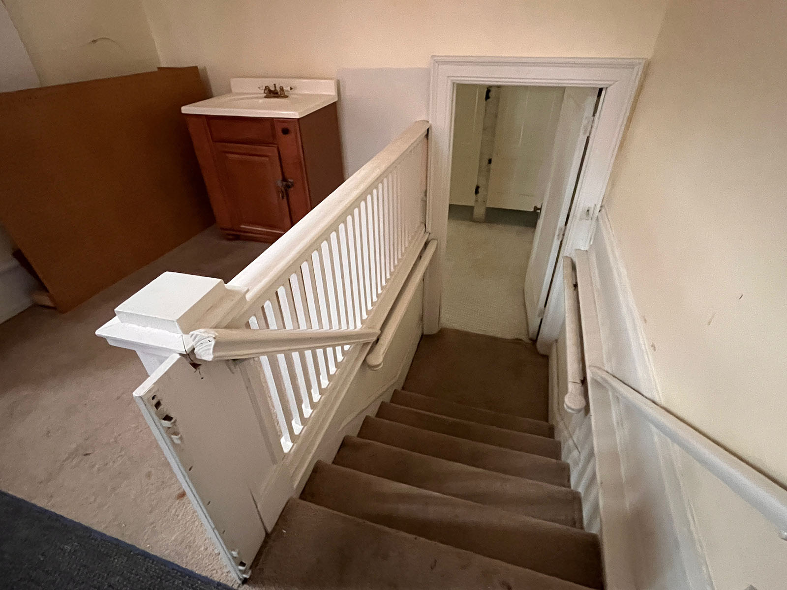 bathroom stairs.