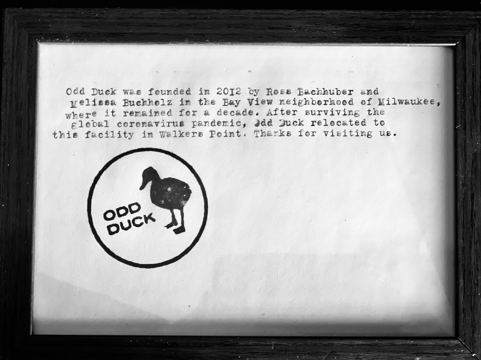 Welcome sign at Odd Duck