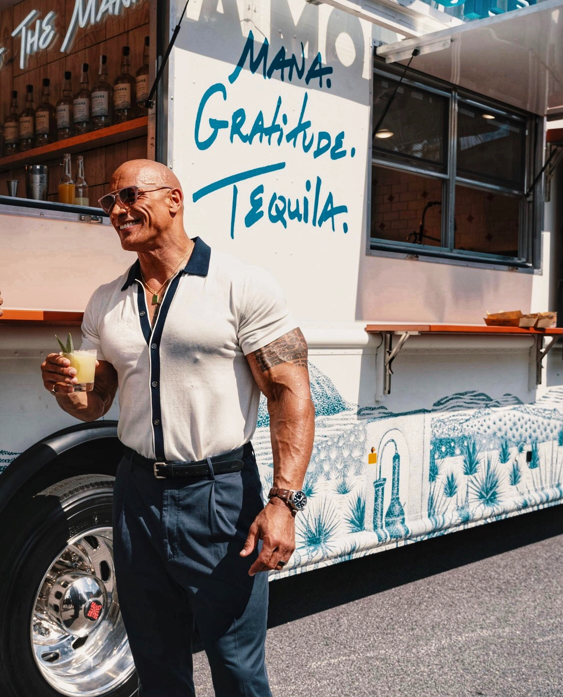 The Rock with the truck