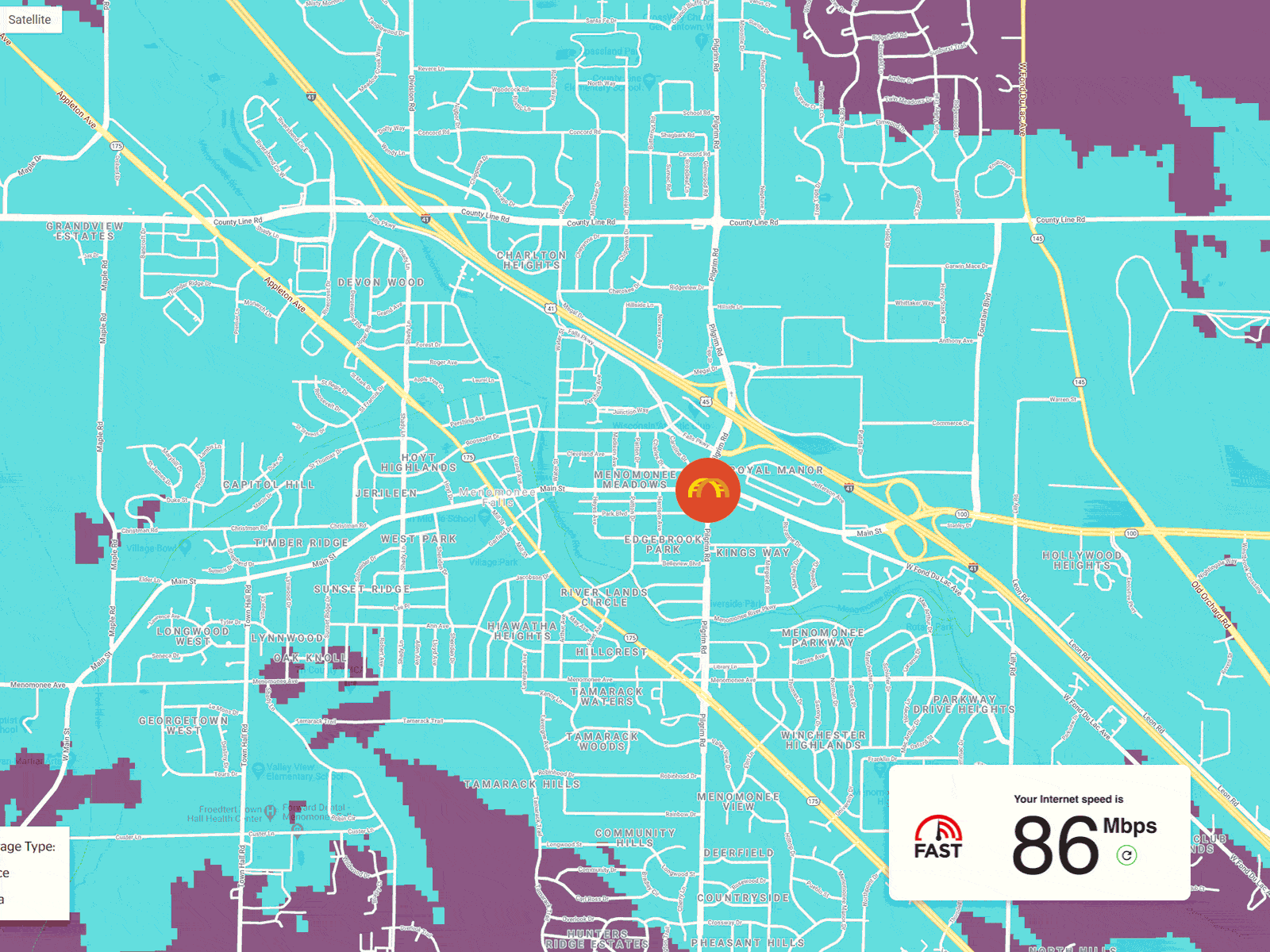 UScellular coverage map in Menomonee Falls