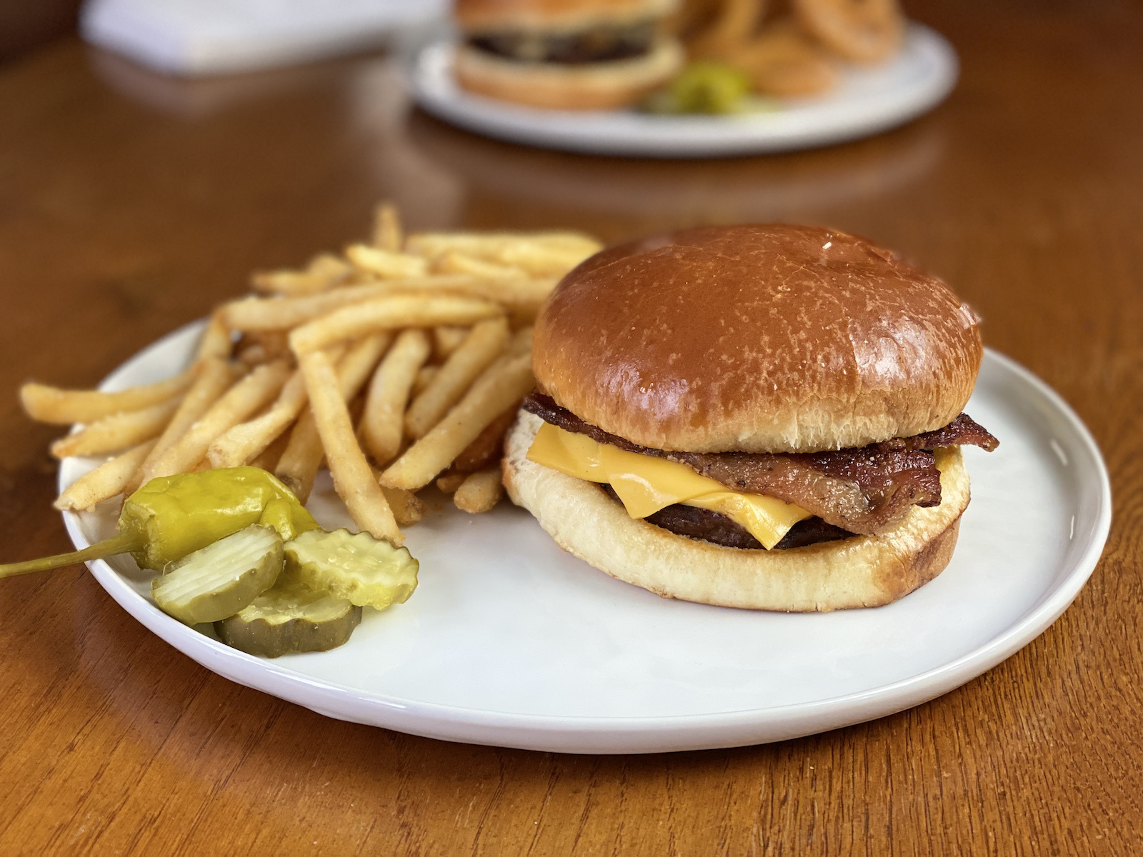 bacon cheeseburger with fries