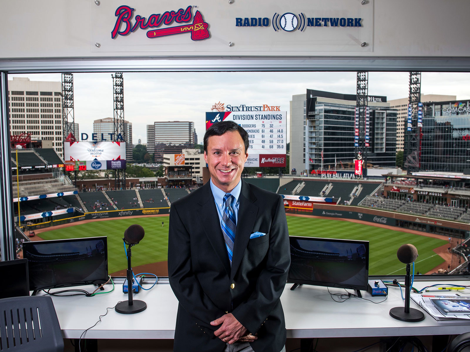 Braves broadcasters will move into the stands for Friday's game