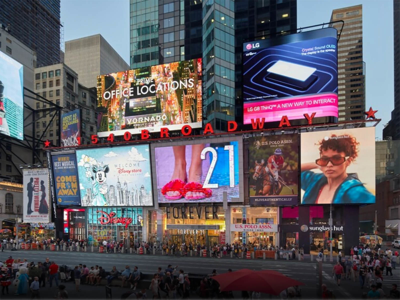 Times Square in New York City - 1540 Broadway - Disney Store - Forever 21  Metal Print