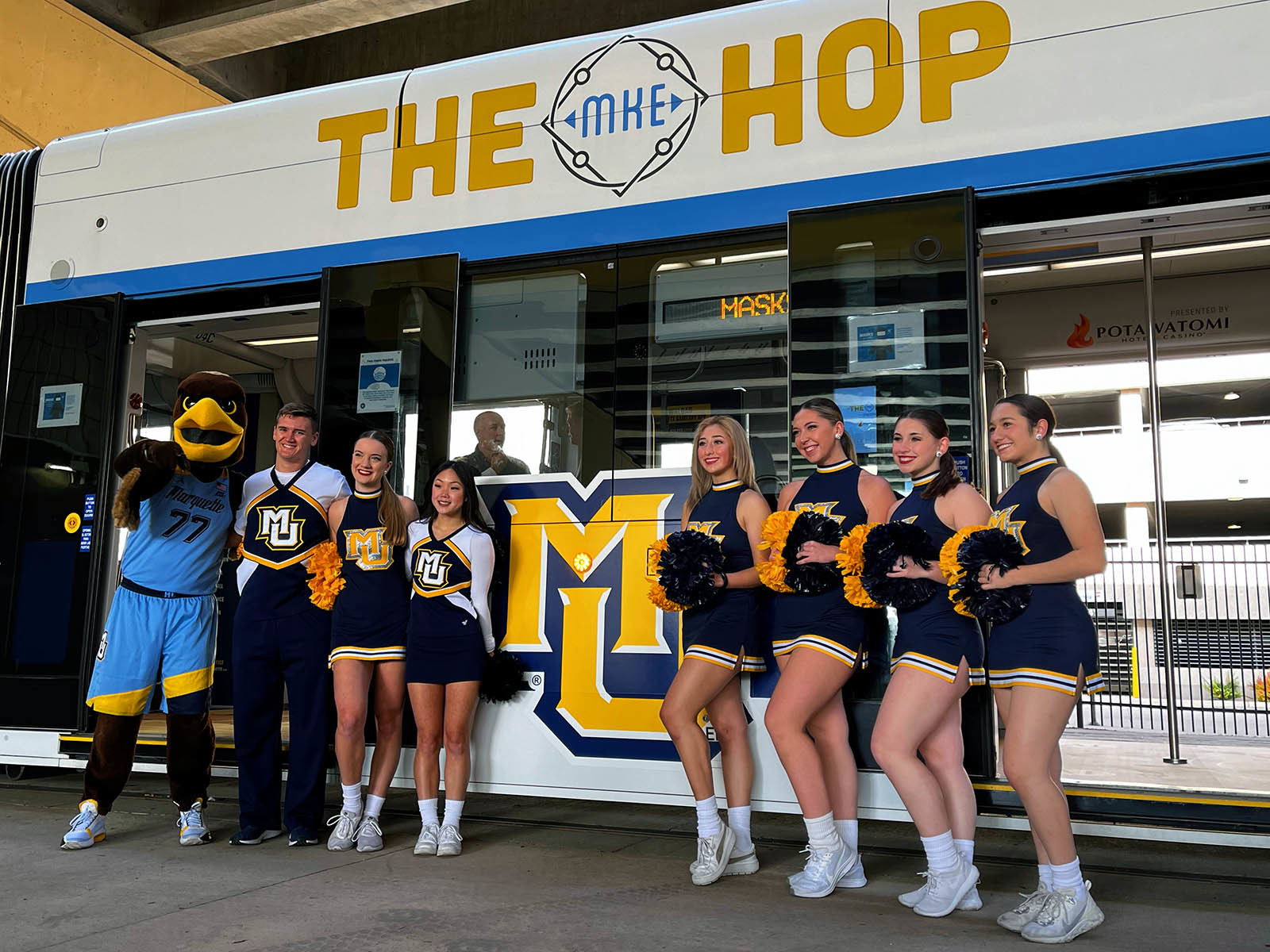 In honor of home openers, The Hop unveils Marquette hoops streetcar