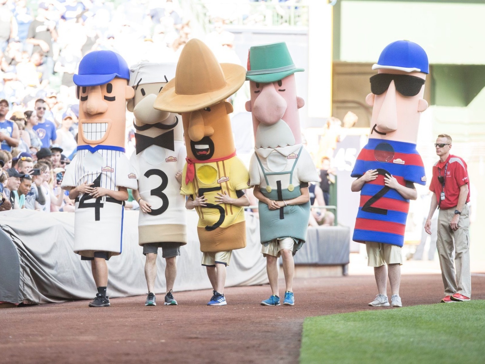 Racing Sausages with Bernie Brewer, mascot of the Milwaukee