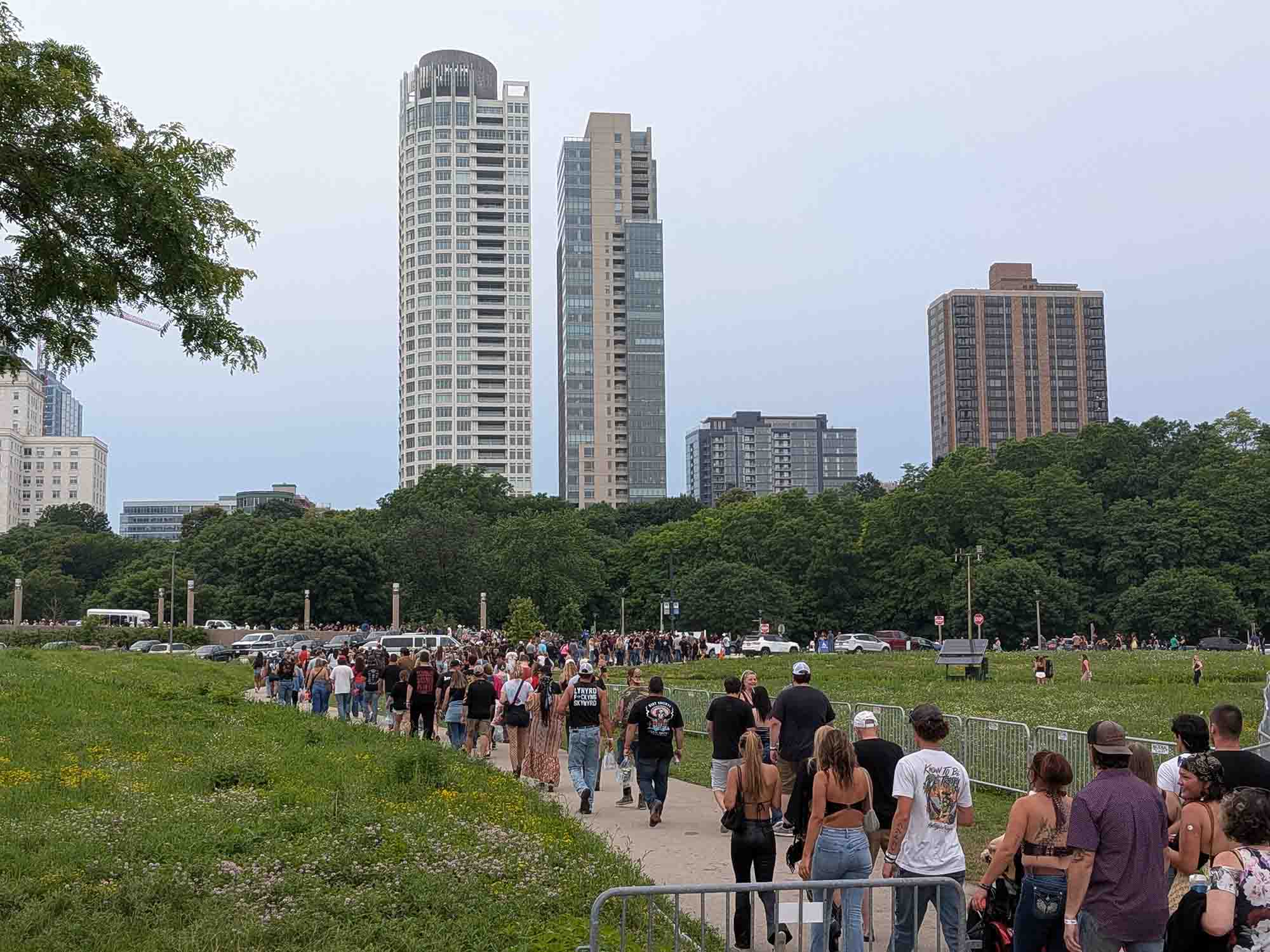 Fans leave the 2025 Harley-Davidson Homecoming festival at Veterans Park in Milwaukee
