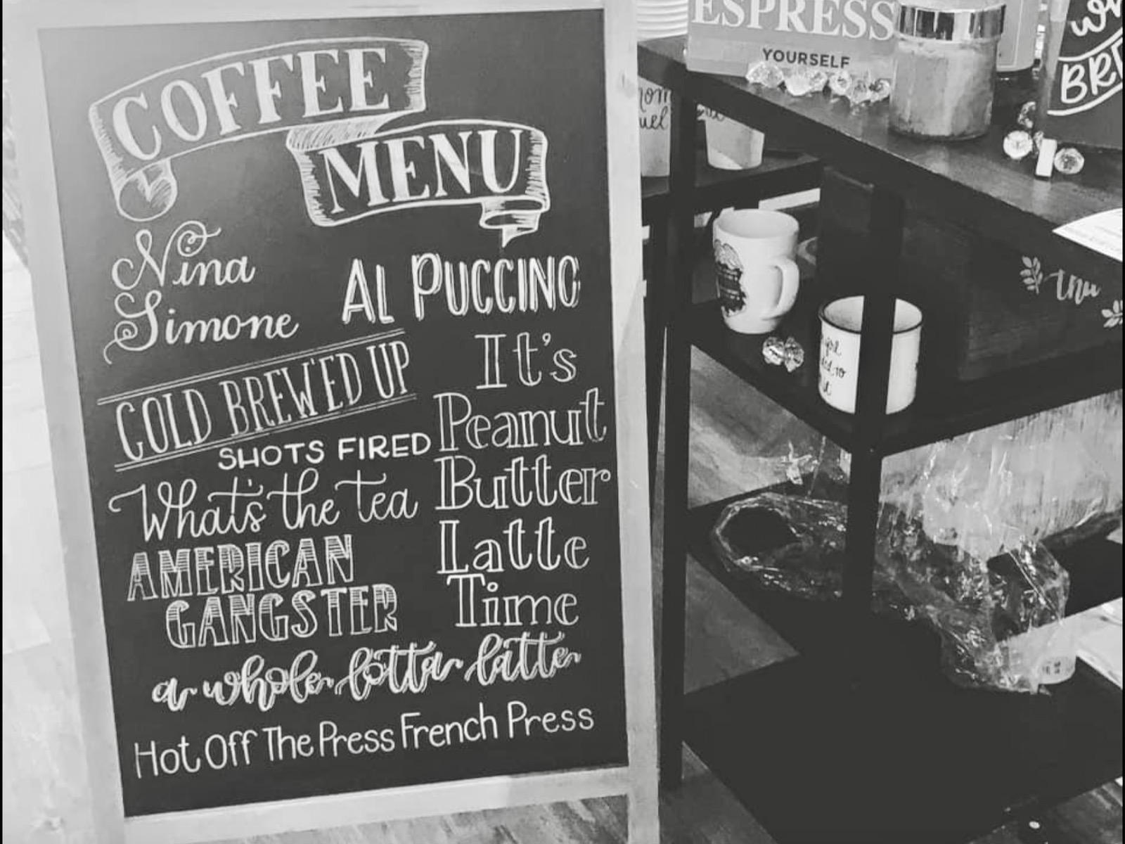 Boujee Cup of Joe menu board