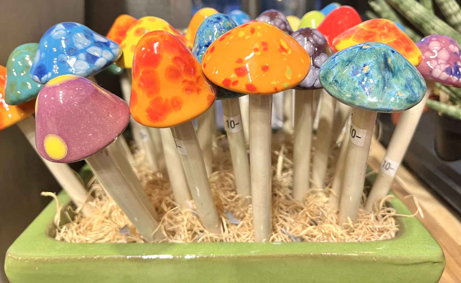 Ceramic mushrooms for the garden