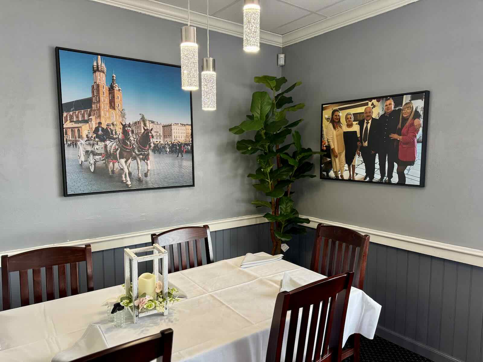 Corner table and photos