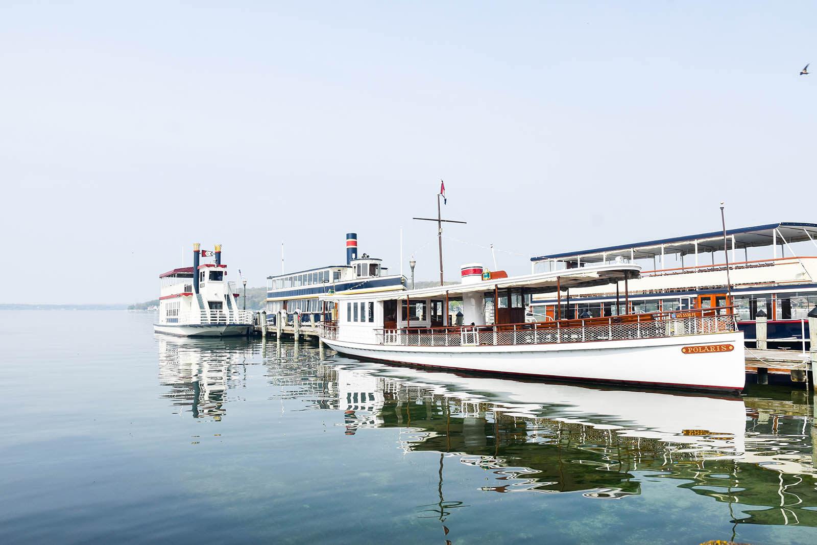 Gage Fleet at the Riviera Docks in downtown Lake Geneva. Polaris, Duchess, Geneva and Walworth are shown.