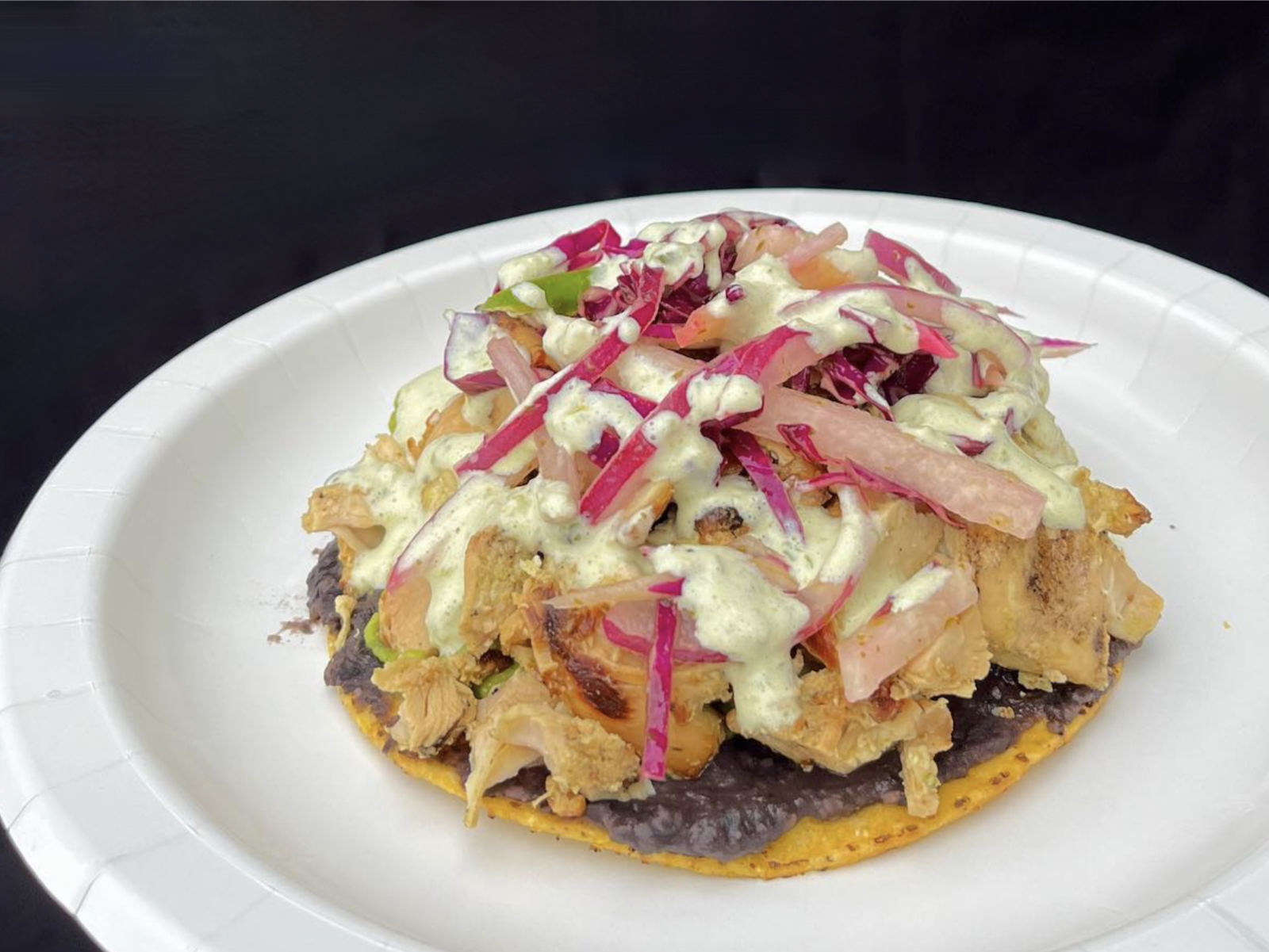 Chicken mojo tostada