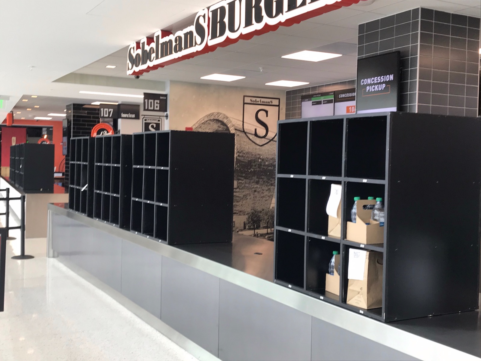 Pick-up station for food at Bucks game