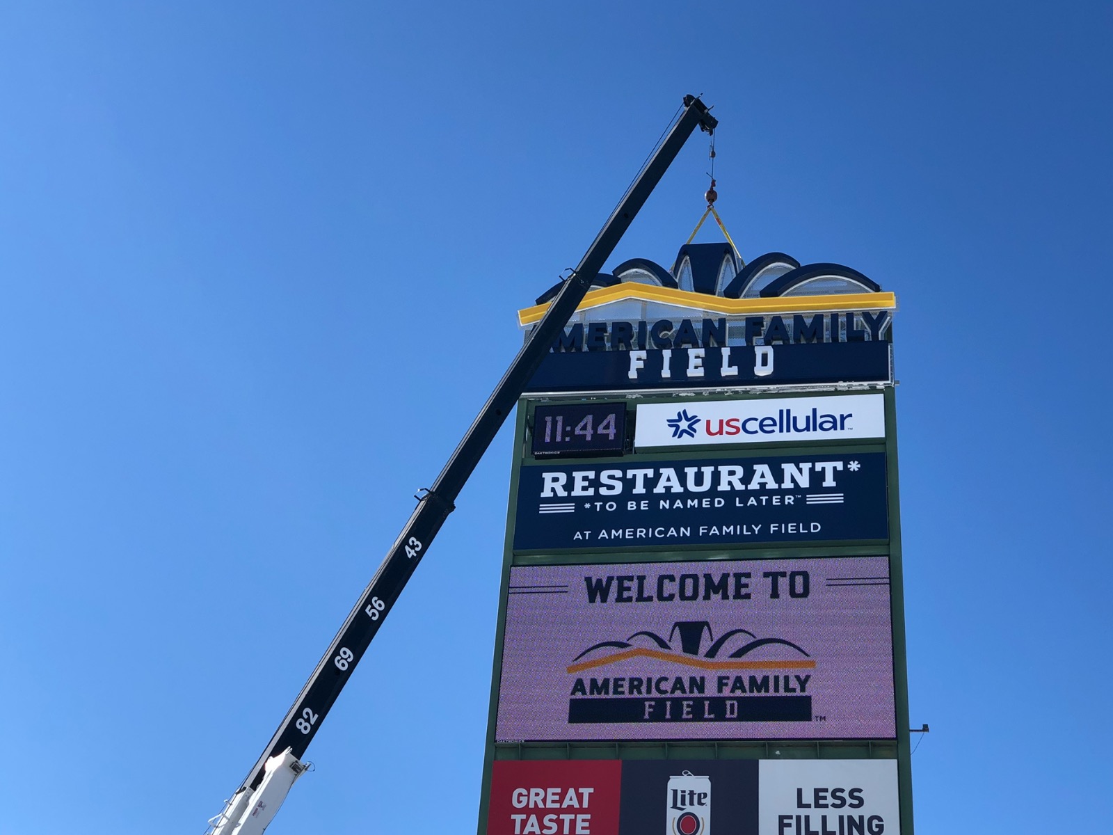 American Family Field sign goes up