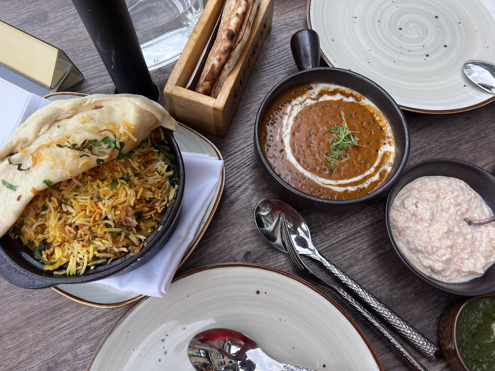 A patio spread at Saffron