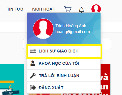 Lịch sử giao dịch ôn thi sinh viên