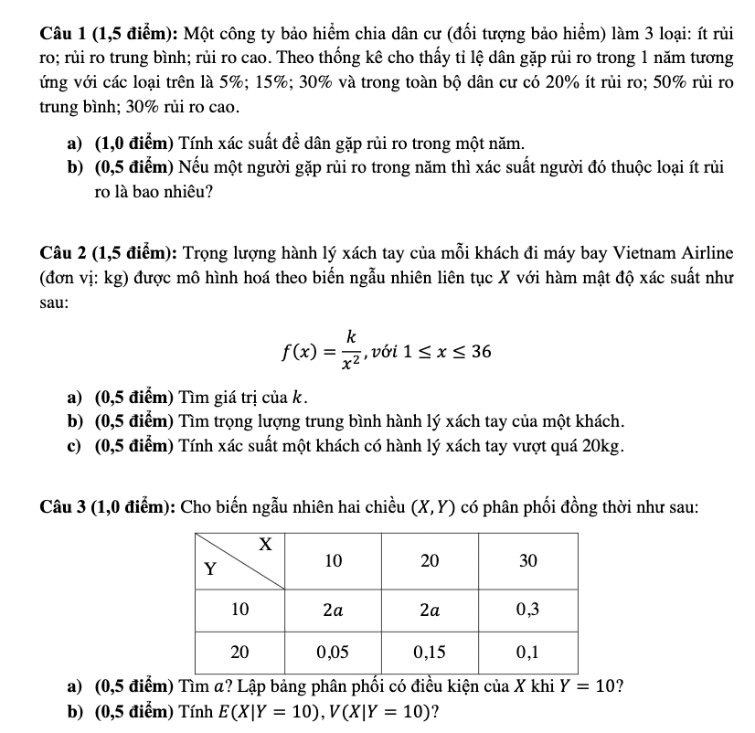 FTU Review môn Lý thuyết xác suất và thống kê toán Kinh nghiệm