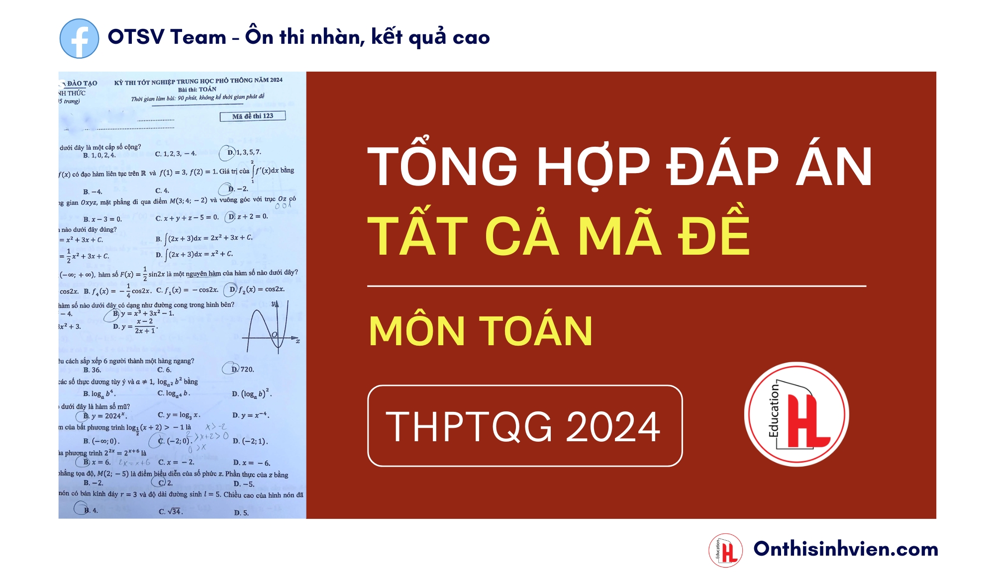 Tổng hợp đáp án môn Toán THPTQG 2024 đầy đủ tất cả mã đề