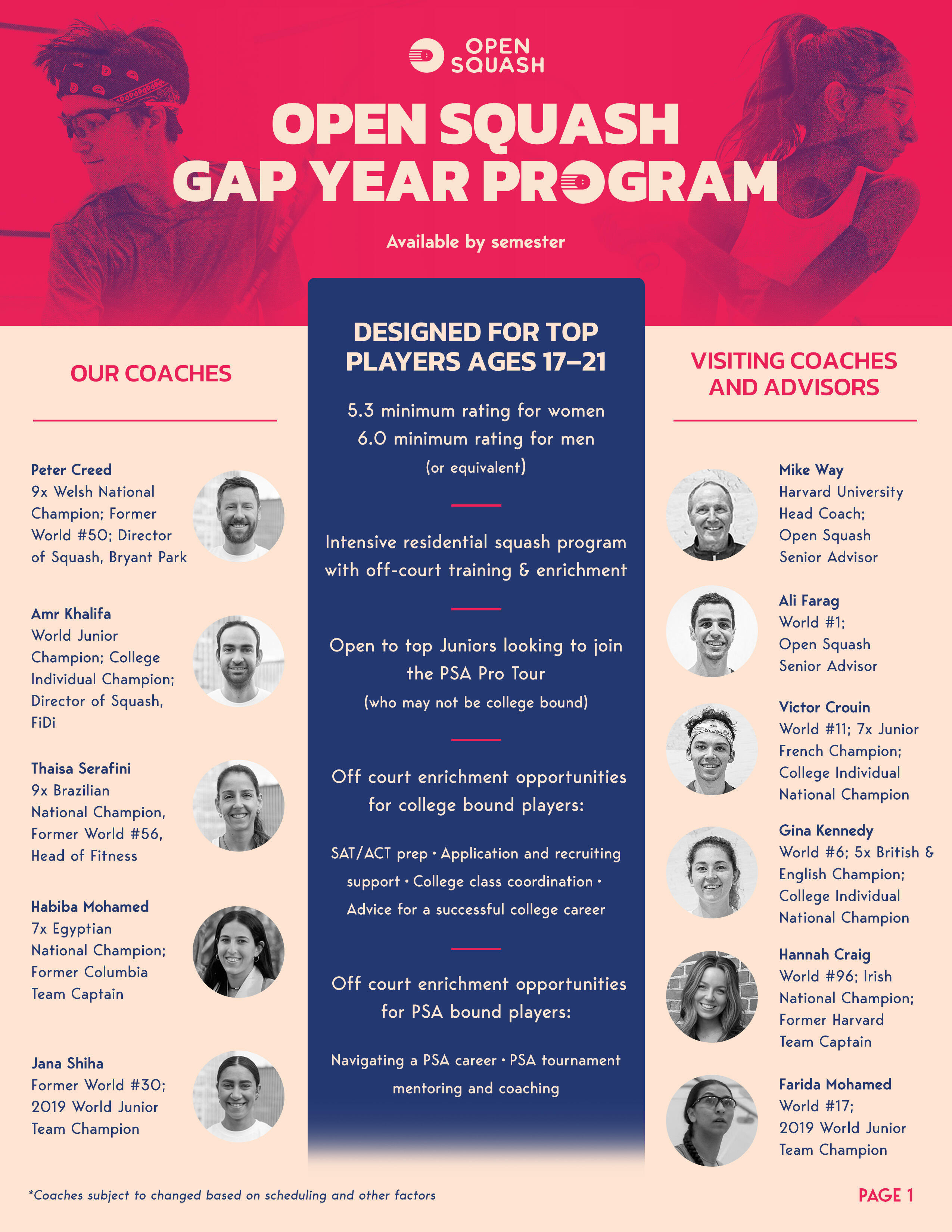 Open Squash Gap Year Front