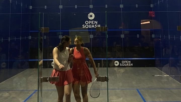 Farida vs Habiba on court at Open Squash Fi Di