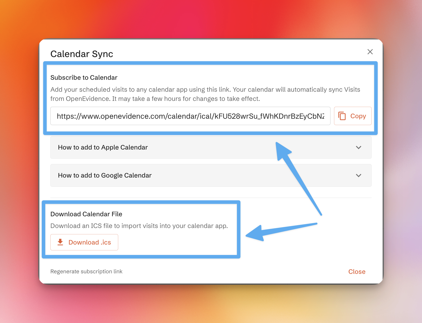 Calendar Sync Modal