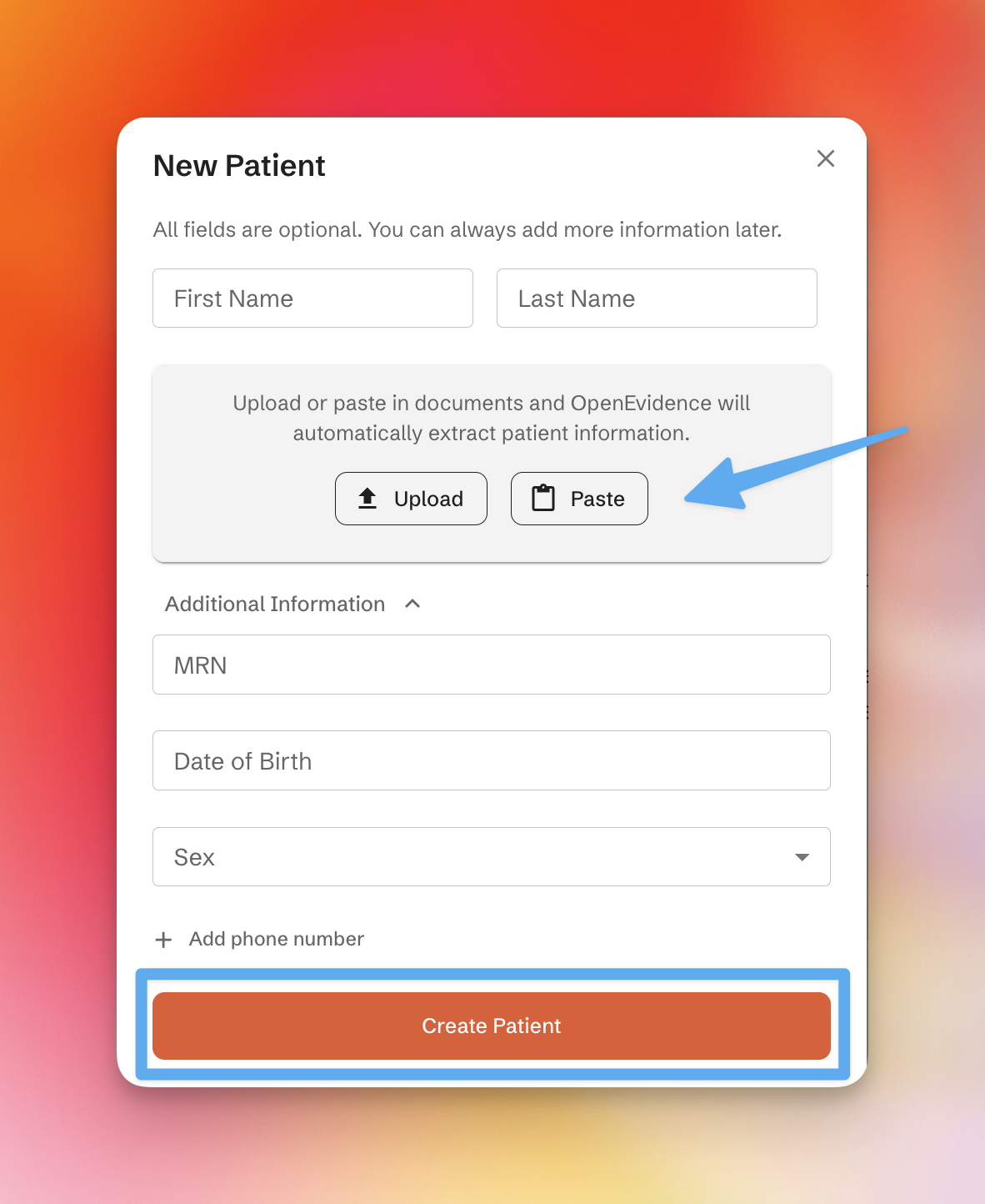 New Patient Modal