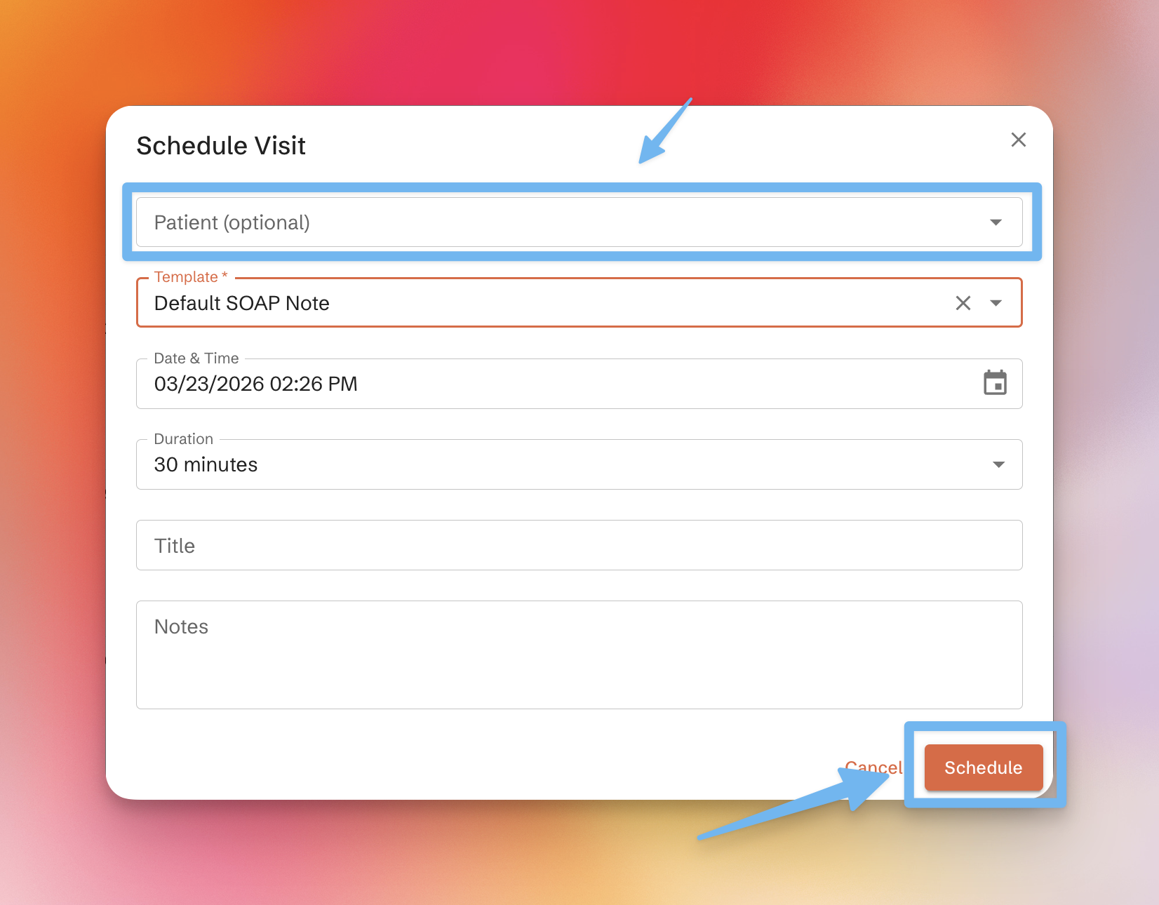 Schedule Visit Modal