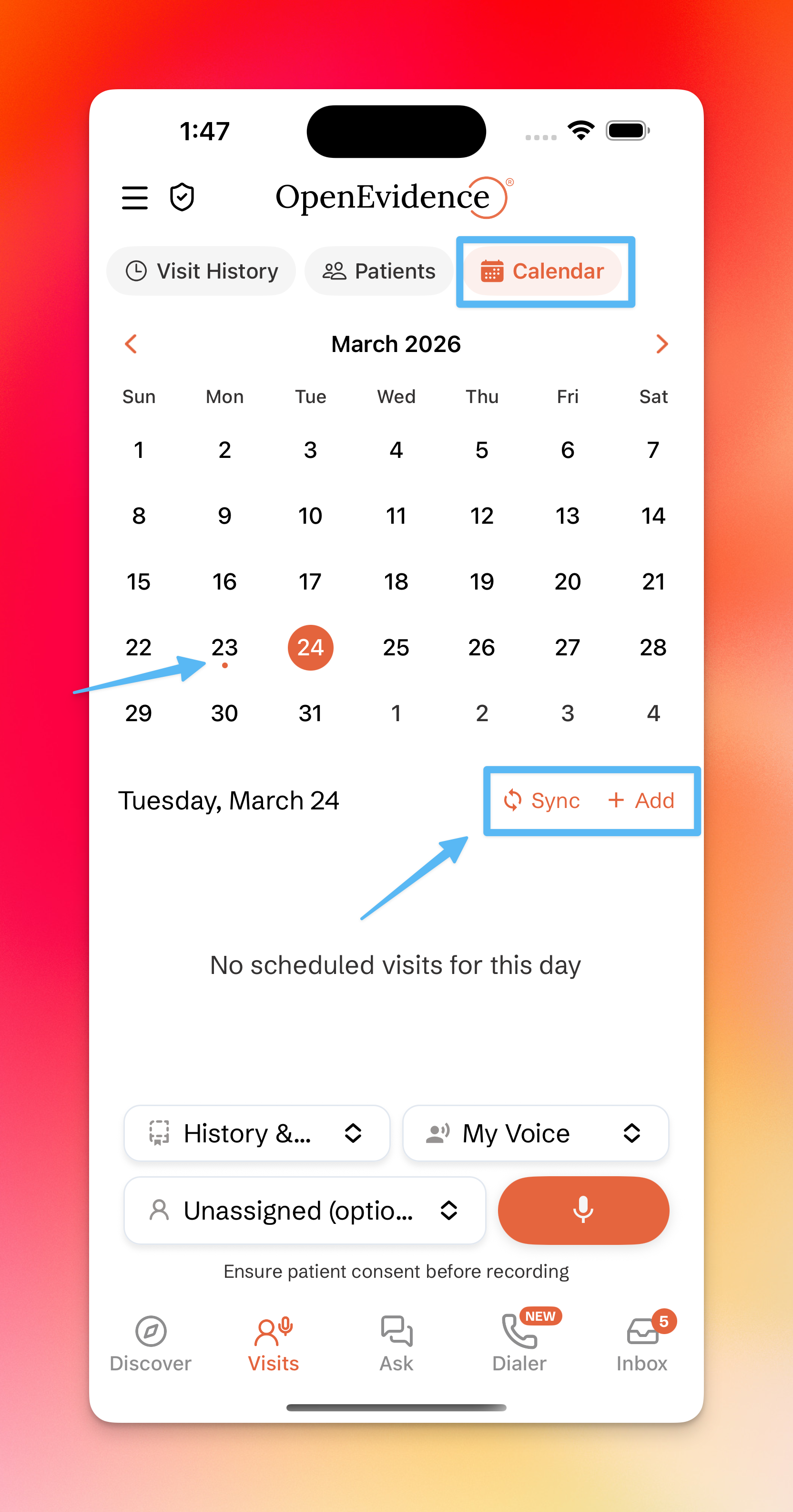 Visits Calendar App