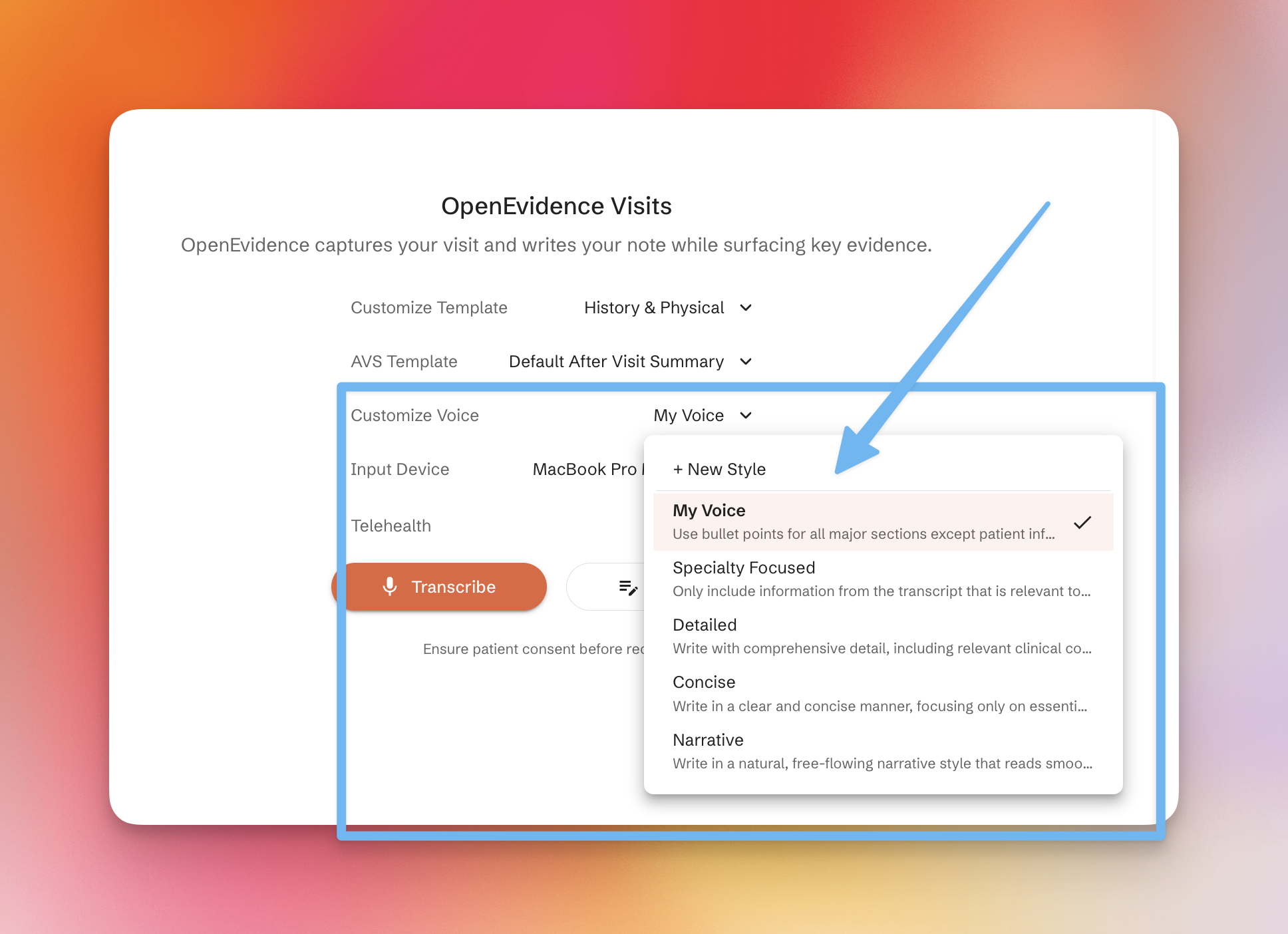 Voice Settings Modal