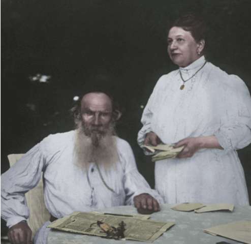 Leo Tolstoj mit Gattin / Foto - -
