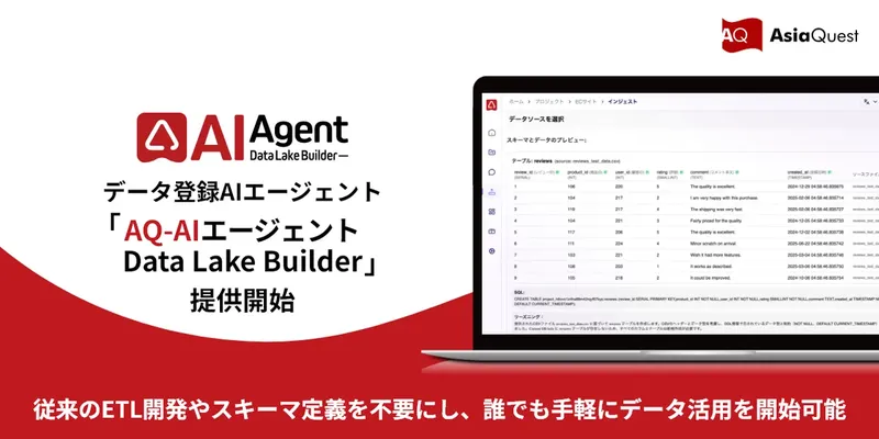 ファイルを投げるだけ！AIがデータ基盤を自動構築する「AQ-AIエージェント Data Lake Builder」提供開始