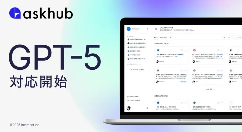 AIエージェント「Askhub」にGPT-5シリーズを搭載、誤情報削減で業務精度を向上