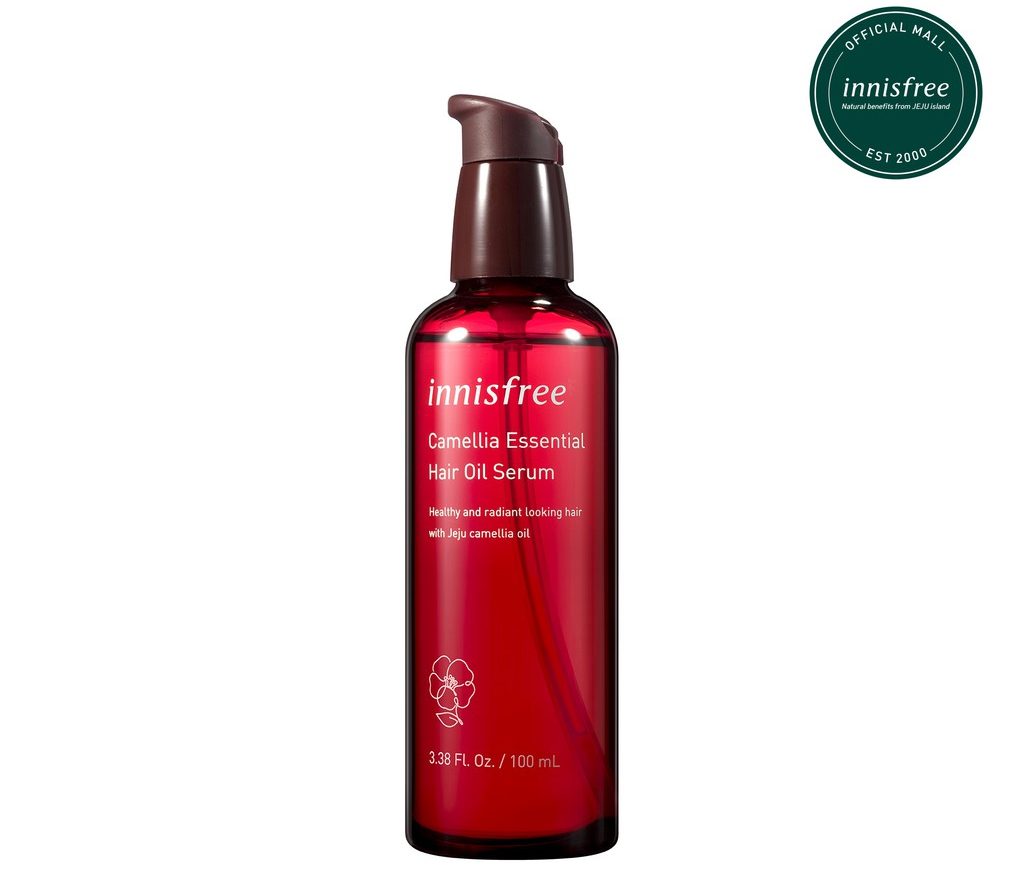 Innisfree Camellia Essential Hair Oil Serum - Sản phẩm dưỡng tóc mềm mượt giúp tóc bạn hấp thụ trực tiếp thành phần dưỡng quý giá từ hoa trà. 