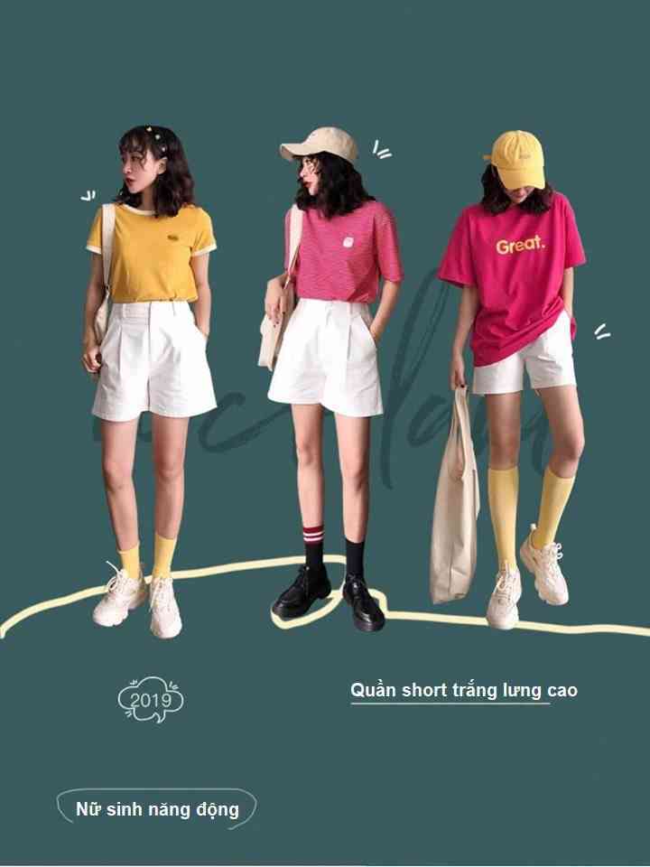 Xu hướng thời trang đi học hè thu quần short trắng