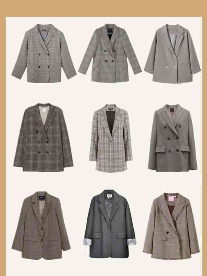 kiểu áo khoác blazer gam màu xám