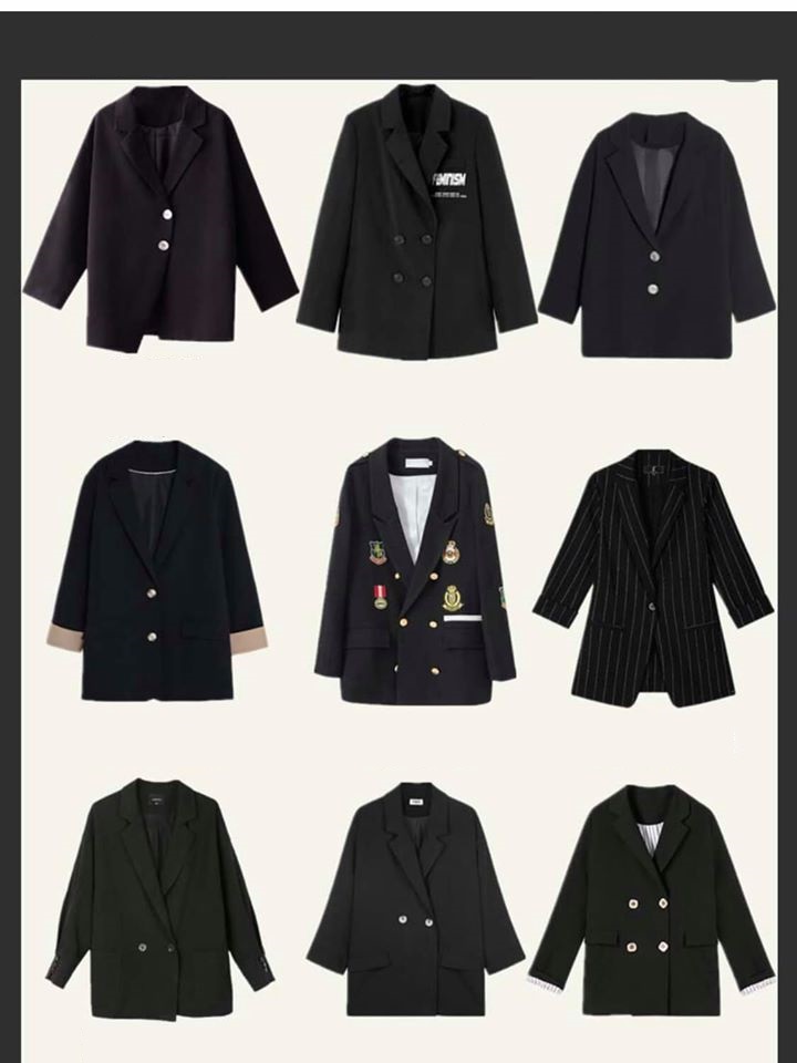 kiểu áo khoác blazer gam màu đen