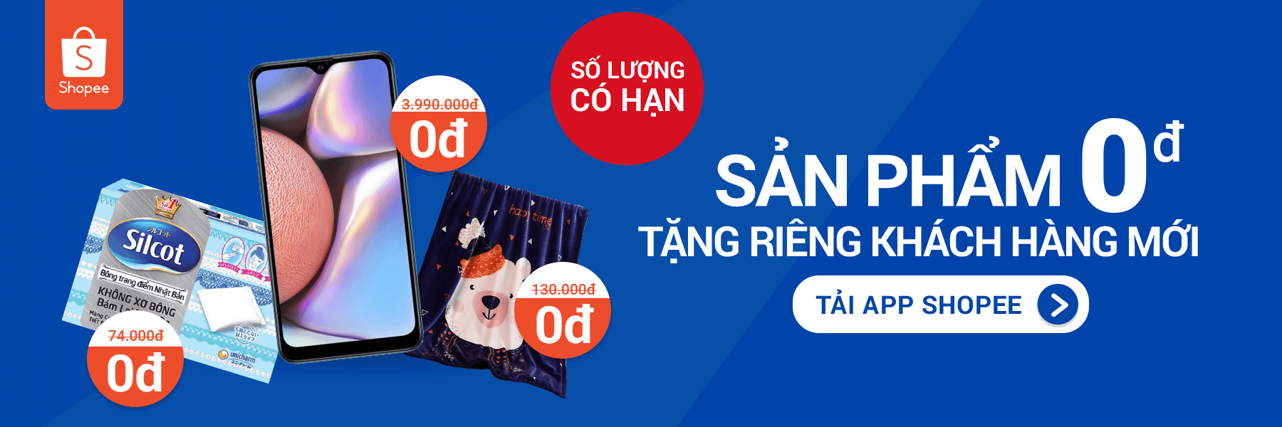 Shopee tặng khách hàng mới quà 0đ