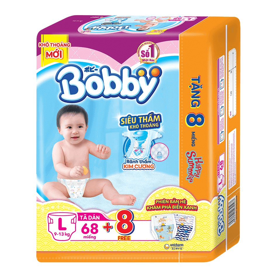 Sản phẩm tã dán Bobby thuộc thương hiệu tã bỉm số 1 Nhật Bản