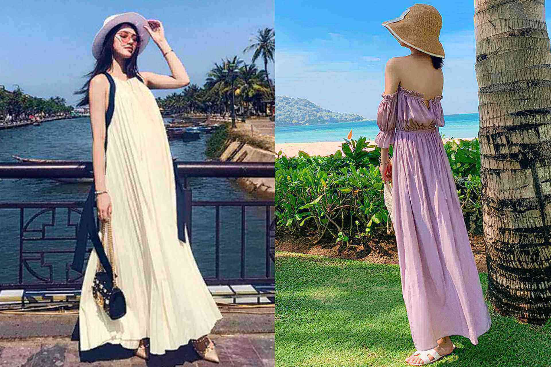 Váy maxi nhấn ngực
