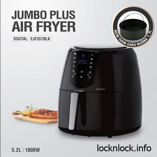 Nồi Chiên Không Dầu Lock&Lock Jumbo Plus Airfryer 5.2L màu đen