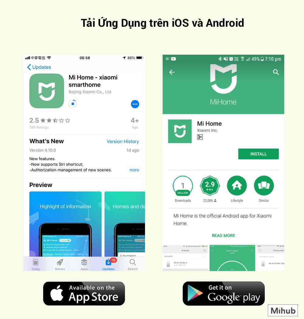 Cài đặt ứng dụng Mi Home trên điện thoại