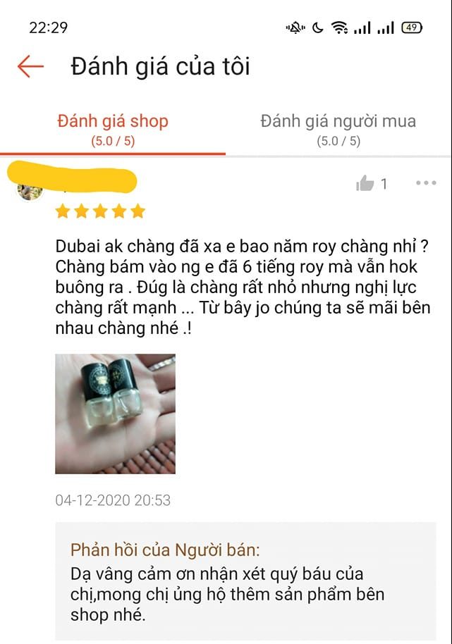 Khách hàng review sản phẩm kiểu ngôn tình