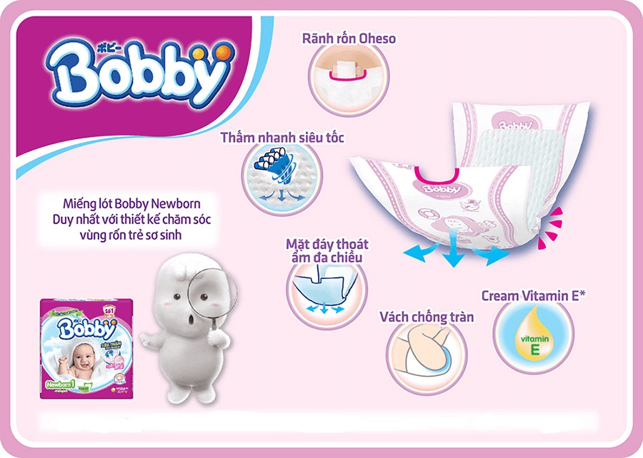 Bobby là một trong các thương hiệu bỉm tốt cho trẻ sơ sinh.