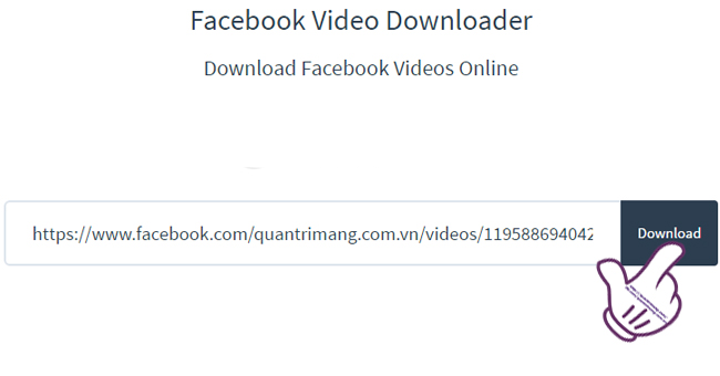 Dán link video Facebook cần download vào FB Down 