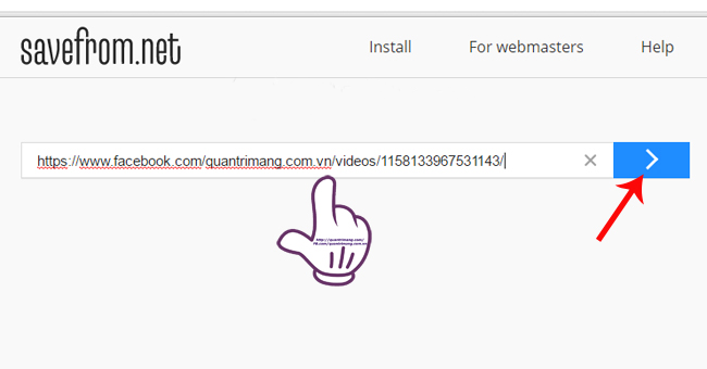 Giao diện trang lưu video Facebook Savefrom