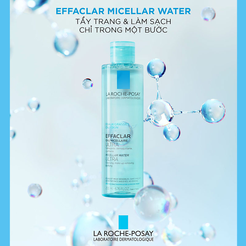 Nước tẩy trang La Roche Posay Effaclar Micellar Water không chỉ sử dụng để làm sạch vùng da mặt mà còn có thể làm sạch vùng da mắt. 