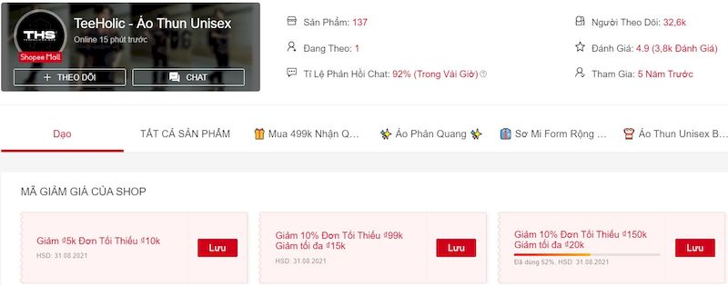 các shop bán đồ Unisex trên Shopee uy tín