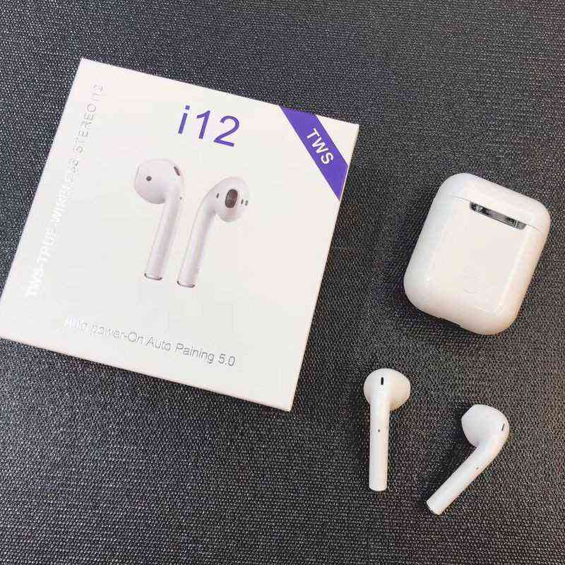 Tai nghe Bluetooth I12 TWS có thiết kế khá tương đồng so với các loại Airpods trên thị trường.